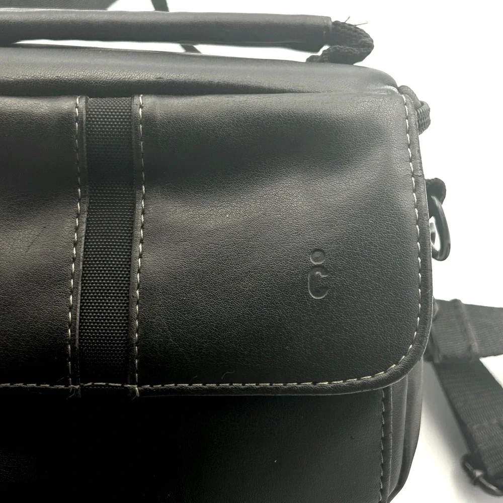 Vintage Icon New York Faux Leather Camera Bag Messenger Shoulder Strap Black Y2K